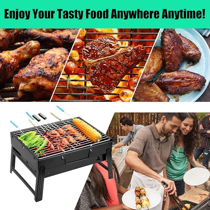 Barbecue Grill Portable BBQ Charcoal Grill Smoker Grill for Outdoor Cooking Camping Hiking Picnics Backpacking