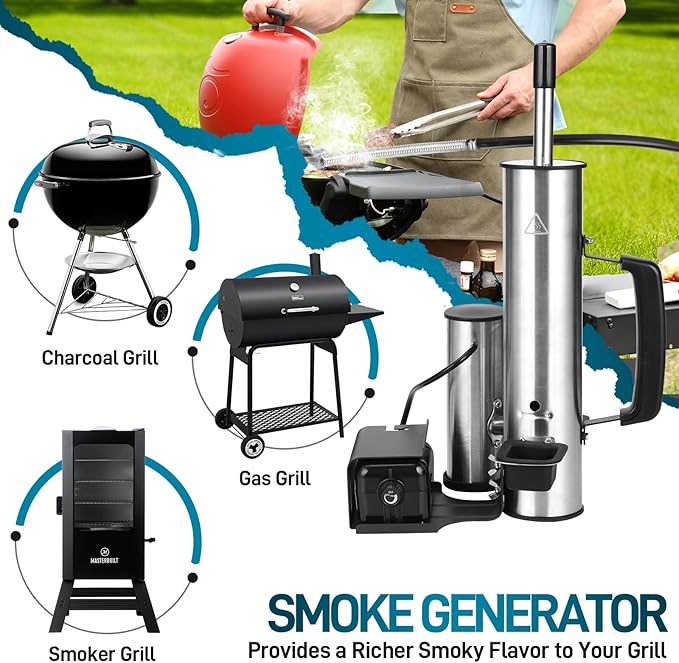 Cold Smoke Generator for Traeger Smoker Grill, Cordless Electric Smoke Tube with Air Pump, Cold Smoking for Cheese - Continuous Billowing Smoke, Men Gifts, for Tailgating, Backyard, Party