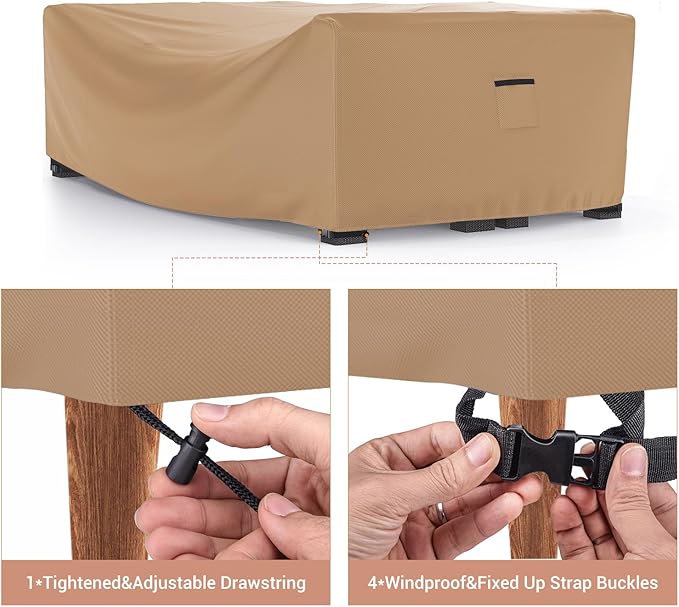 Mrrihand Heavy Duty Patio Furniture Covers, Outdoor Furniture Covers Waterproof Sectional Sofa Set, Patio Table and Chair Set Cover 111" L×74" W×28" H,Brown
