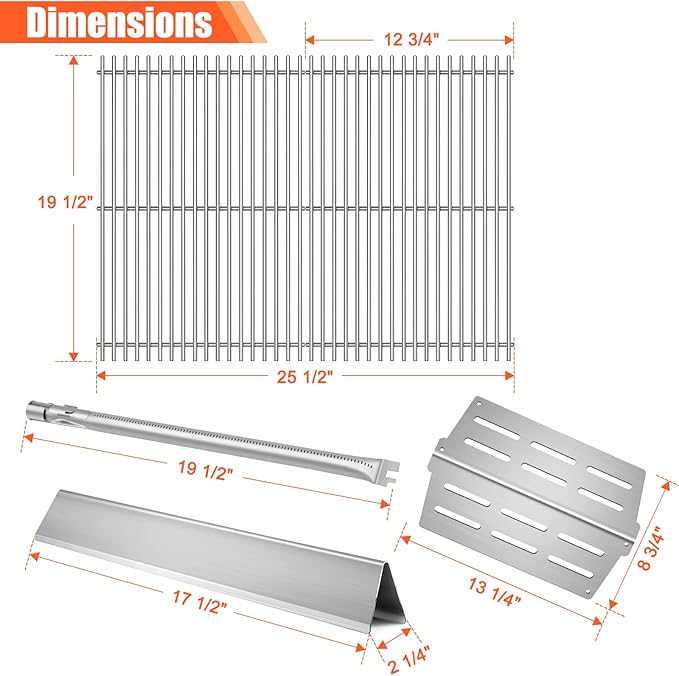 7524 7528 Cooking Grates 7622 Heat Deflectors 7620 Flavorizer Bars with Burner Tube Set for Weber Genesis Grill Replacement Parts E-310 E-320 E-330 S-310 S320 S-330 EP-310 EP-320