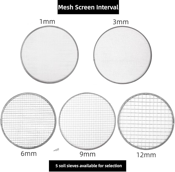 Garden Sieve Sifting Soil Sifter,5 Sieve Mesh Filter Sizes and Shovel, Stainless Stackable Gardening Sifting Screen Pan for Dirt, Sand, Rock, Filtration, Compost and Bonsai.