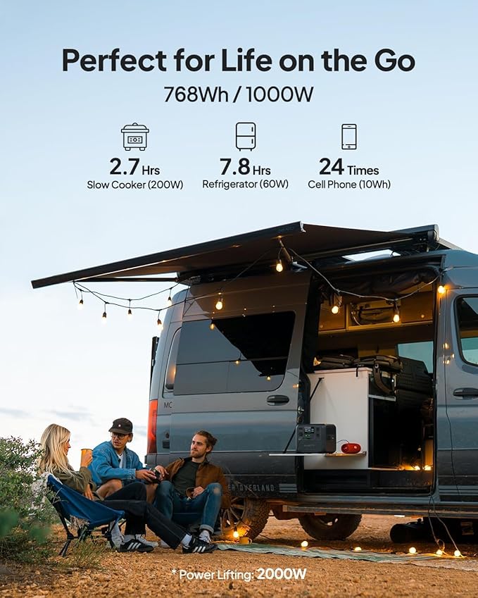 BLUETTI Solar Generator AC70 with Charger 1, 768Wh LiFePO4 Backup, 560W Alternator, DC-DC Charger for Power Station, 2H Full Charge via Car, Perfect for Road Trips, Off-grid Use