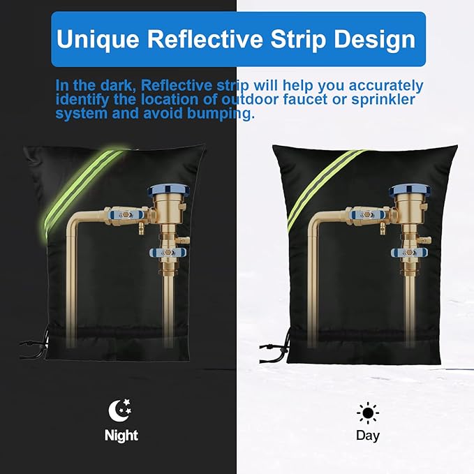 Outdoor Faucet Covers for Winter Freeze Protection, 24" x 30" Backflow Preventer Insulation Cover, Waterproof Pipe Insulation Cover for Snow, Sun Exposure - Beige