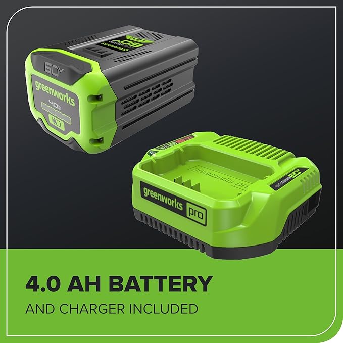 Greenworks 60V 17" Brushless (Push) Mower + 60V (610 CFM) Brushless Blower, 4.0Ah Battery and 3A Charger