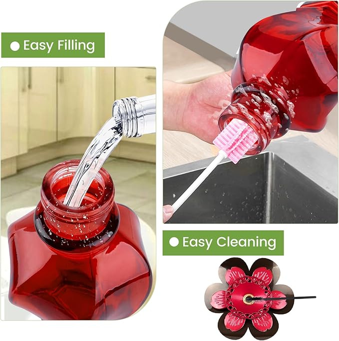 Hummingbird Feeder, BOLITE Glass Hummingbird Feeders for Outdoors Hanging, with Ant Moat and Five Feeding Ports, 22 Ounces, Leak Proof, Red, Birthday Gifts for Women Men, Gifts for Mom Dad