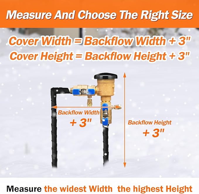 TOHONFOO Backflow Preventer Pipe Insulation Cover (5°F) - Irrigation Sprinkler Valve Insulated Pouch - Water Well Pump Cover - Sturdy 5 Layers for Winter Freeze Protection, 24" W x 26" H, Black