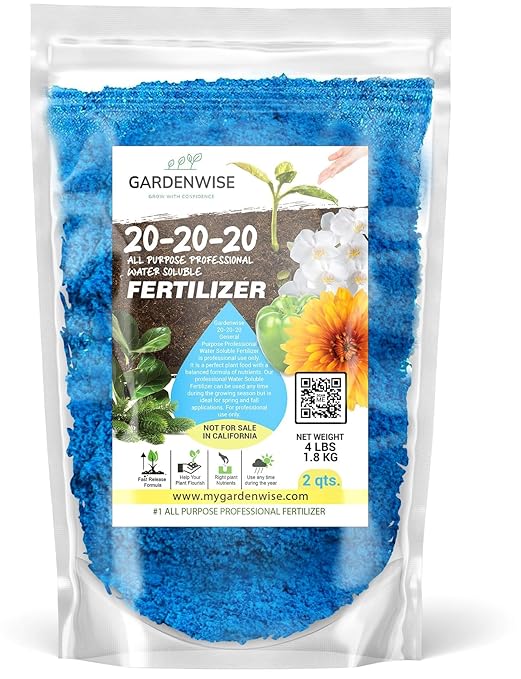 20-20-20 Water-Soluble Fertilizer β Powder for Liquid Plant Food for Indoor & Outdoor Plants, Orchids, Vegetables, Lawns, Flowers β 20 20 20 Fertilizer 2 Quarts (4 lbs)