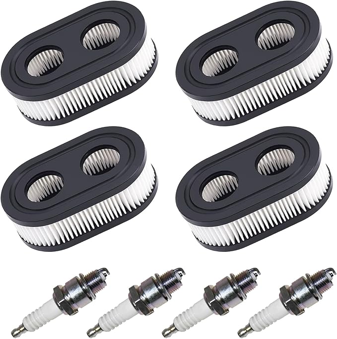 593260 Air Filter with Pre Filter and Spark Plug Fits for B&S 725EX 625EX 575EX 550EX 525EXI Engines, Air Filter Parts for Toro Recycler 22 and Troy Bilt Lawn Mower (8 Pack)