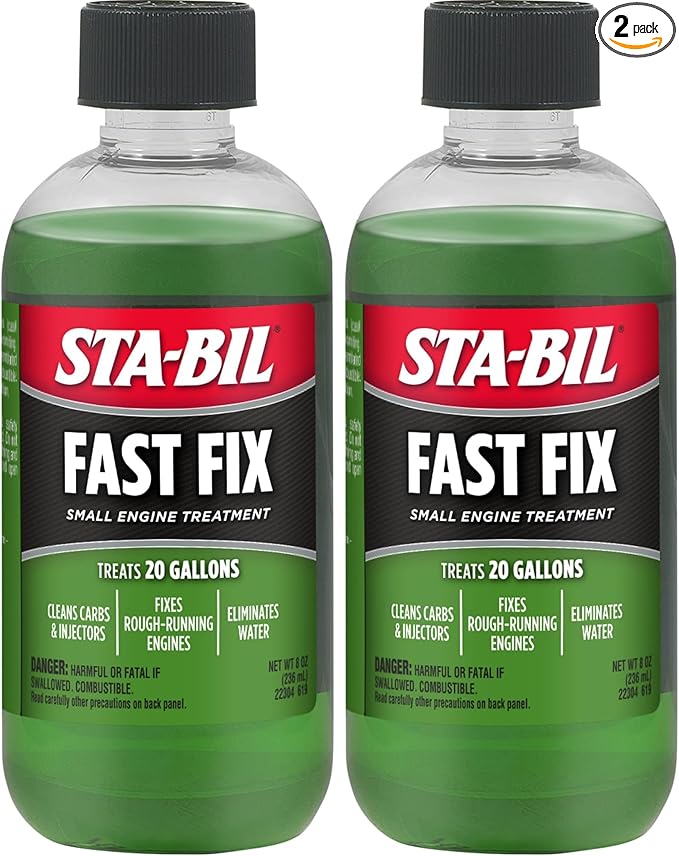 STA-BIL Fast Fix - Small Engine Treatment, Cleans Carburetors and Injectors, Fixes Rough Running Engines, Eliminates Water, Treats Up to 20 Gallons, 8oz (22304), Green (Pack of 2)