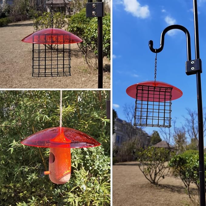 8" Mini Weather Guard for Bird Feeder - 2 PC x Small Protective Dome Cover Against Rain/Snow/Sun - Red Dia. 20CM
