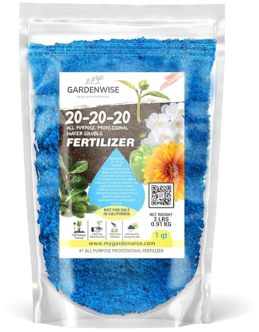 20-20-20 Water-Soluble Fertilizer β Powder for Liquid Plant Food for Indoor & Outdoor Plants, Orchids, Vegetables, Lawns, Flowers β 20 20 20 Fertilizer 1 Quart (2 lbs)