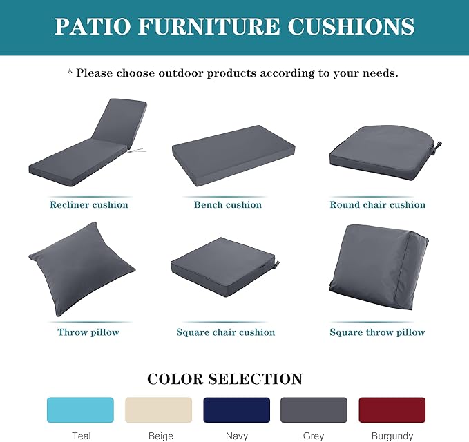 Chaise Lounge Cushion Outdoor, Waterproof and Stain-Resistant Lounge Deck Reclining Chair Cushions for Patio Furniture Lawn Pool Resort Hotel, 80x26x3 Inch, Set of 4, Dark Grey