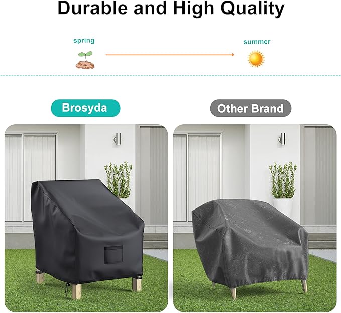 Patio Chair Covers for Outdoor Furniture Waterproof 2 Pack, Lawn Chair Covers 600D Heavy Duty Oxford Cloth, Large Covers for Lounge Lawn Deep Seat Black 38" W x 31" D x 29" H