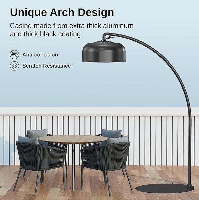 EAST OAK Outdoor Heater 3000W, Electric Arch Patio Heater for Commercial Use, Electric Infrared Heater with 3 Heat Settings, IP65 Waterproof & Dustproof Remote Control,Black 240V