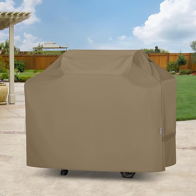 Unicook 65 Inch Grill Cover, Heavy Duty Waterproof Gas Grill Cover for Outdoor, Fade Resistant Barbecue Protector with Sealed Seam, Fits Weber Char-Broil Nexgrill BBQs up to 63" Wide, Neutral Taupe