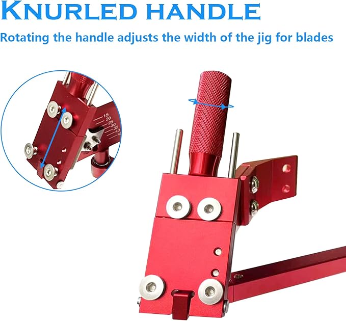Lawn Mower Blade Sharpener Sharpener Model 5005 15°-45° Adjustable for Straight and Standard Lawn Mower Blades with Aluminum Balancer Red