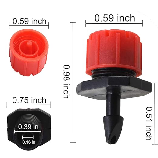 100 Pcs Adjustable Irrigation Drippers Sprinklers 1/4 Inch Emitter Dripper Micro Drip Irrigation Sprinklers for Watering System.