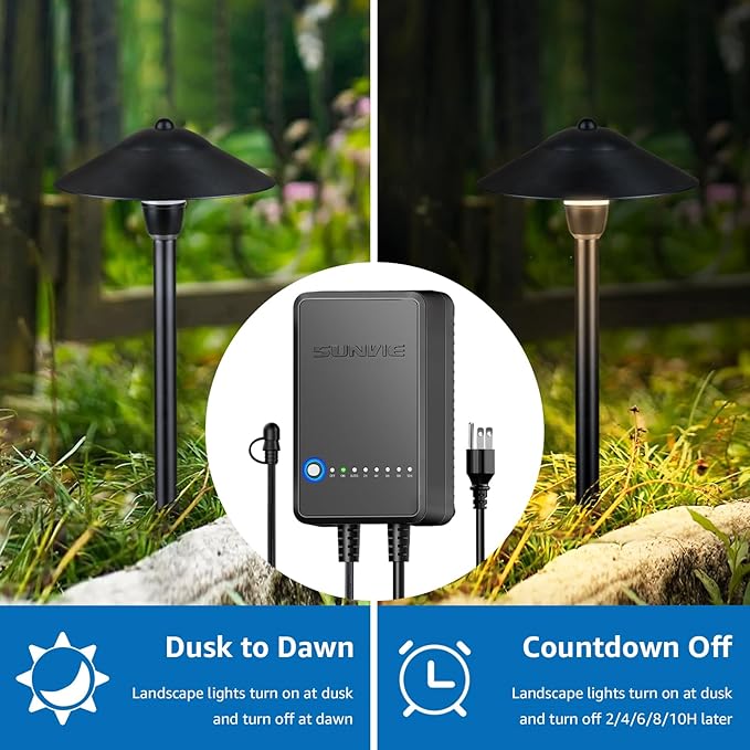SUNVIE All-in-One LED Pathway Lighting Kit, 8-Pack Low Voltage Landscape Lights with Transformer and 100FT 16/2 AWG Wire, 3000K Waterproof Landscape Lighting with Connectors for Walkway Garden Yard
