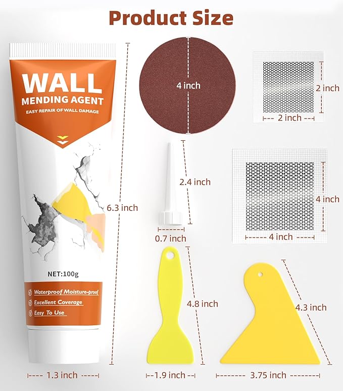 Spackle Wall Repair Kit,Drywall Repair Patch Kit,Simple Small Wall Hole Filler&Efficient Crack Repair,3 Pack Wall Putty Paste,Plaster Ceiling Repair,Apartment Friendly