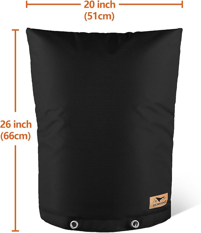 Backflow Preventer Insulation Cover - Water Pipe Insulation Sprinkler Cover for Outside - Insulated Backflow Cover Pouch for Irrigation Back Flow Valve in Winter or Sun Exposure (20"W x 26"H, BLACK)