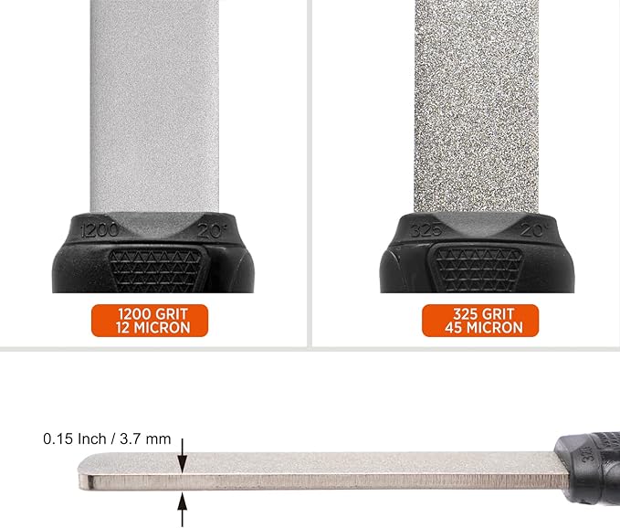 SHARPAL 121N Dual-Grit Diamond Sharpening Stone File Garden Tool Knife Sharpener with Angle Guide Coarse 325 / Extra Fine 1200 Grit for Lawn Mower Blade, Axe, Hatchet, Hedge Shears, Chisels, Drills