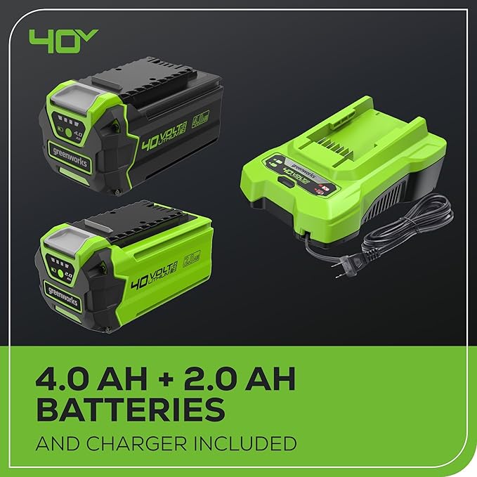 Greenworks 40V 20" Twin Blade Mower, 4.0Ah + 2.0Ah Battery