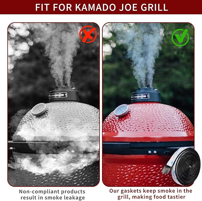 Smoker Gasket Seal for Kamado Joe Classic Grill, 150 Inch High Temp Fiberglass Wire Mesh Gasket Sealer Replacement Parts Self Stick Kit
