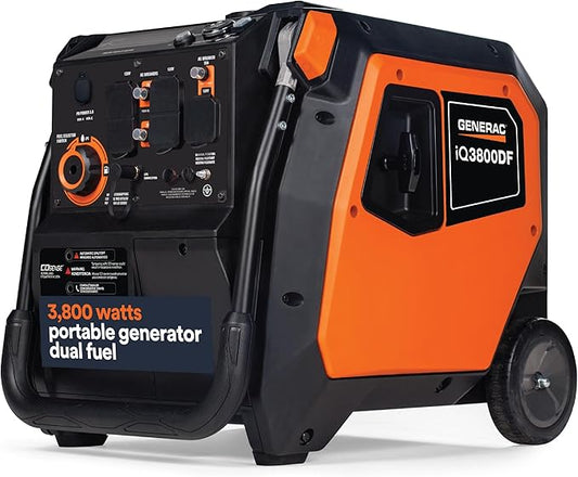 Generac 3,800-Watt Dual-Fuel Portable Inverter Generator - Gas and Propane Compatible - Quiet Operation - Clean, Stable Power - Great for Home Backup, Camping, and RV Use