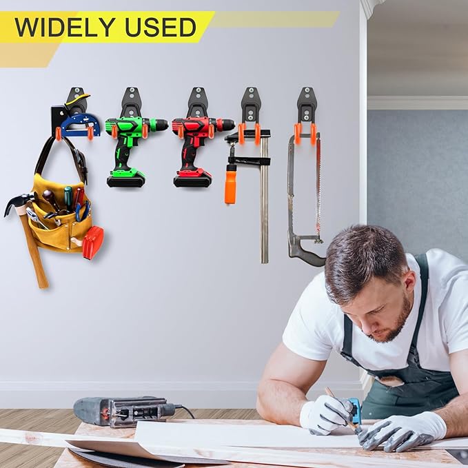 18 Pack Heavy Duty Garage Hooks, Utility Wall Mounted Storage System, with Anti-Slip Coating Hanger, for Hanging Power and Garden Tools, Ladders, Bikes, Ropes and Bulk Items