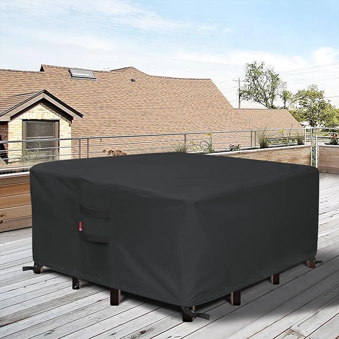 SheeChung Outdoor Furniture Cover Square 74"Lx74"Wx28"H,Waterproof Patio Fabric Furniture Covers,Heavy Duty Outdoor Table and Chairs Cover,Patio Covers for Outdoor Furniture Waterproof