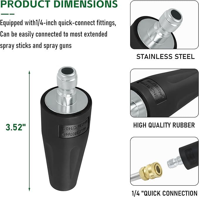 2000 PSI Universal Turbo Nozzle for Greenworks Pressure Washer Attachment 5201402, 1/4-Inch Quick Connect