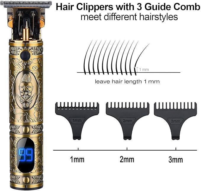 Suttik Hair Clippers for Men, Professional Hair & Beard Trimmer for Men, T-Blade Hair Edgers Clippers, Gold Knight Close-Cutting Trimmers, Cordless Clippers for Hair Cutting