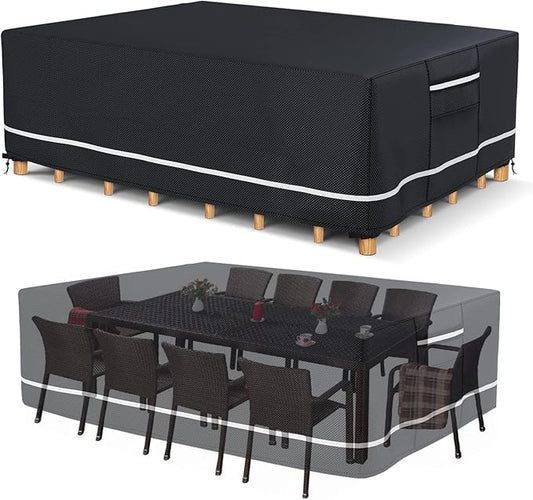Patio Furniture Covers Waterproof, Heavy Duty 600D Outdoor Furniture Covers for Outside Sectional Sofa Set,Tear Resistance and Anti-UV, 126"L x 126"W x 28"H, Black with White Border