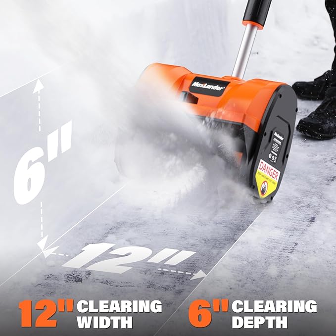 MAXLANDER Electric Snow Shovel Cordless, 20V 12-Inch Cordless Snow Blower, Battery Snow Shovel with Directional Plate and Adjustable Front Handle (4.0Ah Battery, Charger and Cover Included)