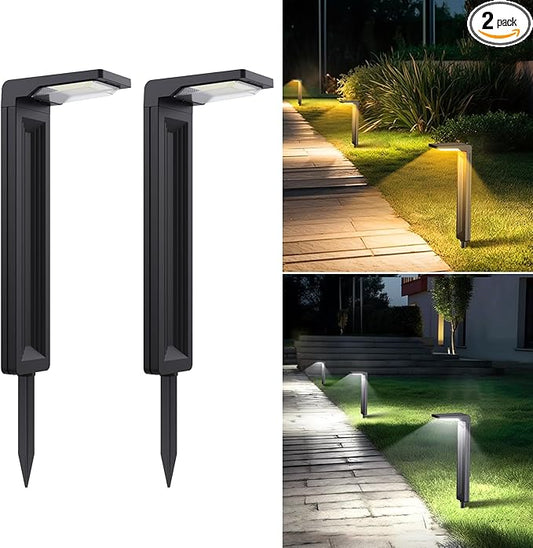 Sunvivo Solar Pathway Lights,2 Modes(Cool White or Warm White),Bright Solar Path Lights Outdoor Waterproof,Perfect Elegant Guide Light or Deco for Yard,Garden,Lawn,Sideway,Driveway,Walkway (2Pack)