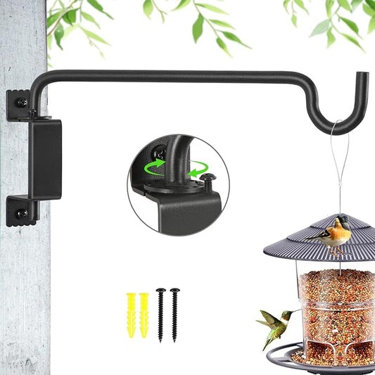 12" 360ยฐ Swivel Plant Hanger - Heavy Duty Solid Steel Wall Hook, 12-Directional Adjustable for Bird Feeders, Outdoor/Indoor Plants, Garden & Patio