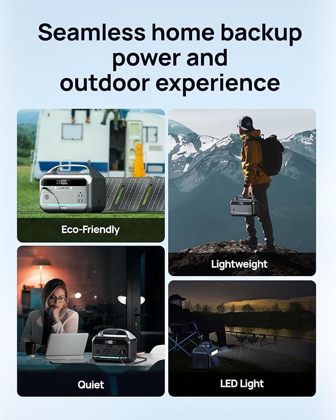 Portable Power Station 350W(600W Surge) with 40W Solar Panel, 288Wh (90,000mAh) LiFePO4 Battery Generator, 8.2LB Portable Charger with AC Outlets for Home, Camping, Emergency