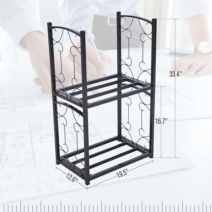 PHI VILLA 2-Layer Firewood Rack Heavy Duty Double-Layer fireplace wood holder Sorting Storage Rack for Outdoor Indoor Decoration