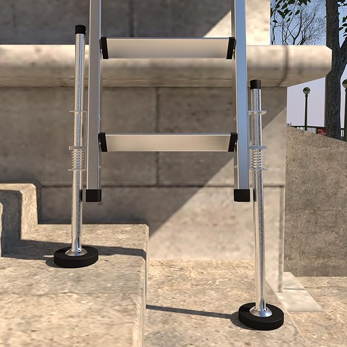 23" Ladder Levelers for Type II,I and IA Extension Ladders up to 32’,with Anti-Slip Threaded and Adjustable Extension Ladder Legs for Stairs and All Surfaces - Extented Version(23")