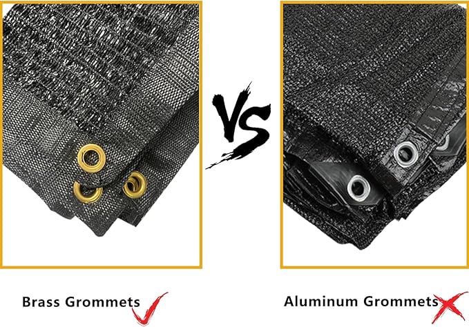 POYEE 90% 10ftx15ft Black Shade Cloth Taped Edge with Brass Grommets Garden Sun Shade UV Resistant Sunblock Shade Net for Outdoor Plants Vegetables Greenhouse