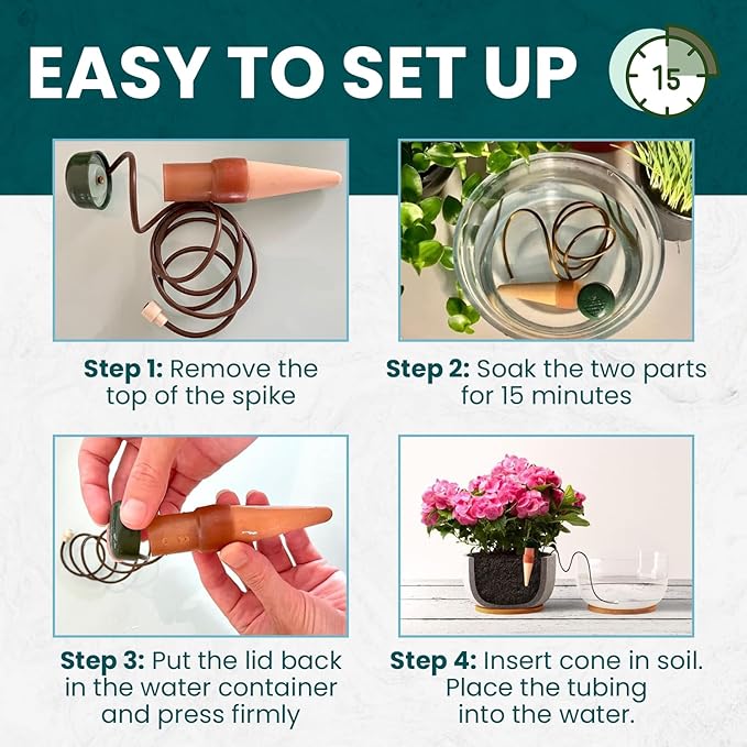 Blumat Classic Plant Watering Stakes - Self-Watering Insert for Indoor and Outdoor Plants - Automatic Slow Release Irrigation System for Potted Plants - Houseplant Care Device (25 Pack)