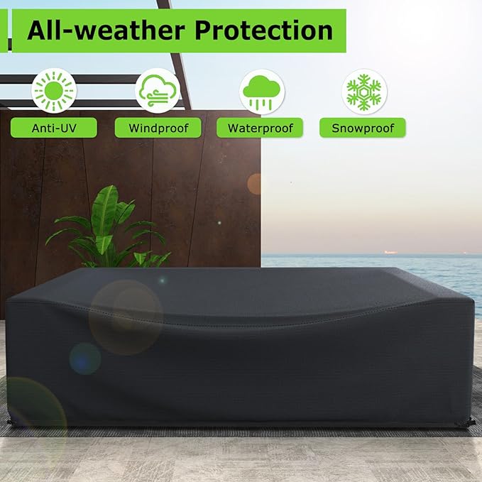 Patio Furniture Covers Waterproof, Heavy Duty 600D Outdoor Furniture Covers for Outside Sectional Sofa Set,Tear Resistance and Anti-UV, Black, 48"L x 28"W x 13"H