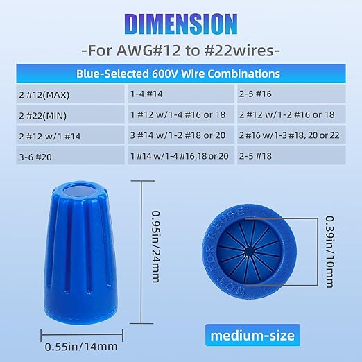 30PCS Waterproof Wire Electrical Connectors 22AWG-12AWG, Outdoor Seal Electrical Twist Nuts Caps Cable Terminal Connector for Landscape Light, Irrigation Valves, Wet Location Installation, Blue