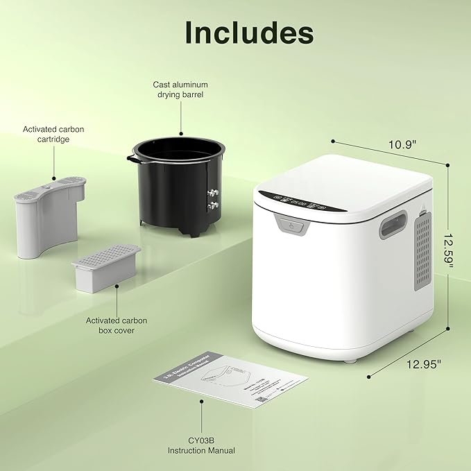 4L(Max) Electric Composter for Kitchen, Smart Countertop Compost Bin with Low Noise, Odorless, Auto Self-Cleaning, LED Display, Turns Food Waste to Fertilizer for Home