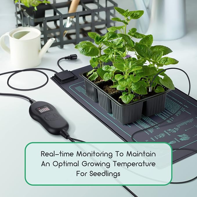 LUXBIRD 2 Pack Seedling Heat Mats with Digital Thermostat Controller, 10" x 20.75" 30W for Seed Starting, Germination, Hydroponics, Brewing, Breeding, Greenhouses (LB-HT02)