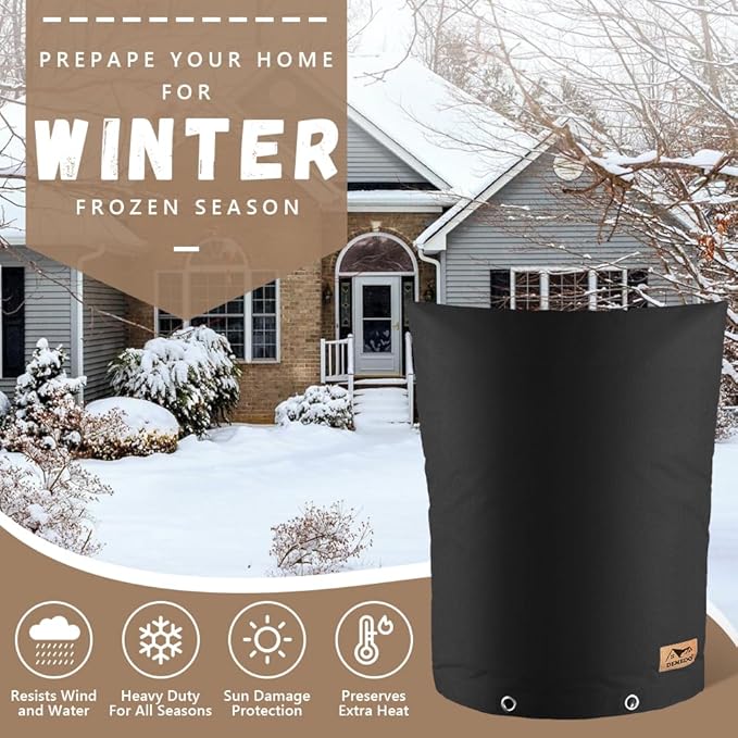 Backflow Preventer Insulation Cover - Water Pipe Insulation Sprinkler Cover for Outside - Insulated Backflow Cover Pouch for Irrigation Back Flow Valve in Winter or Sun Exposure (16"W x 20"H, BLACK)