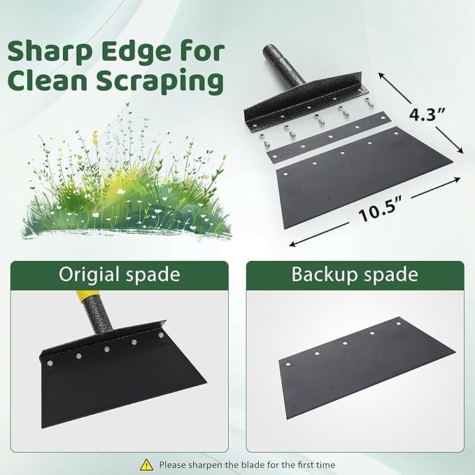 Separate Manual Weeder,Detachable Garden Flat Shovel Scraper, 2 Spades,60 Inch Long Multifunctional Garden Cleaning Shovel, Heavy Duty Floor Scraper,Metal Weeding Scraper for Edging, Snow Ice Removal