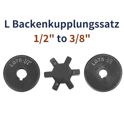 uxcell 1/2" to 3/8" L075 Flexible 3-Piece L-Jaw Coupling Coupler Set & Buna-N NBR Rubber Spider for Log Splitter Hybrid Equipment