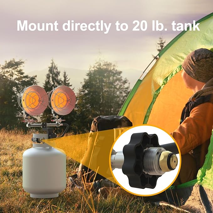 GASLAND PH02S 30,000 BTU Propane Tank Top Heater, Double Burner Tank Top Heate for Camping,LP Gas Heater for Garage, Porch, Outdoor Sports Event