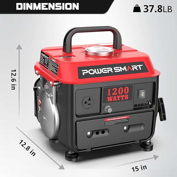 PowerSmart 1200W Gas Portable Generator,Small Generator for Home & Outdoor Use - EPA Compliant